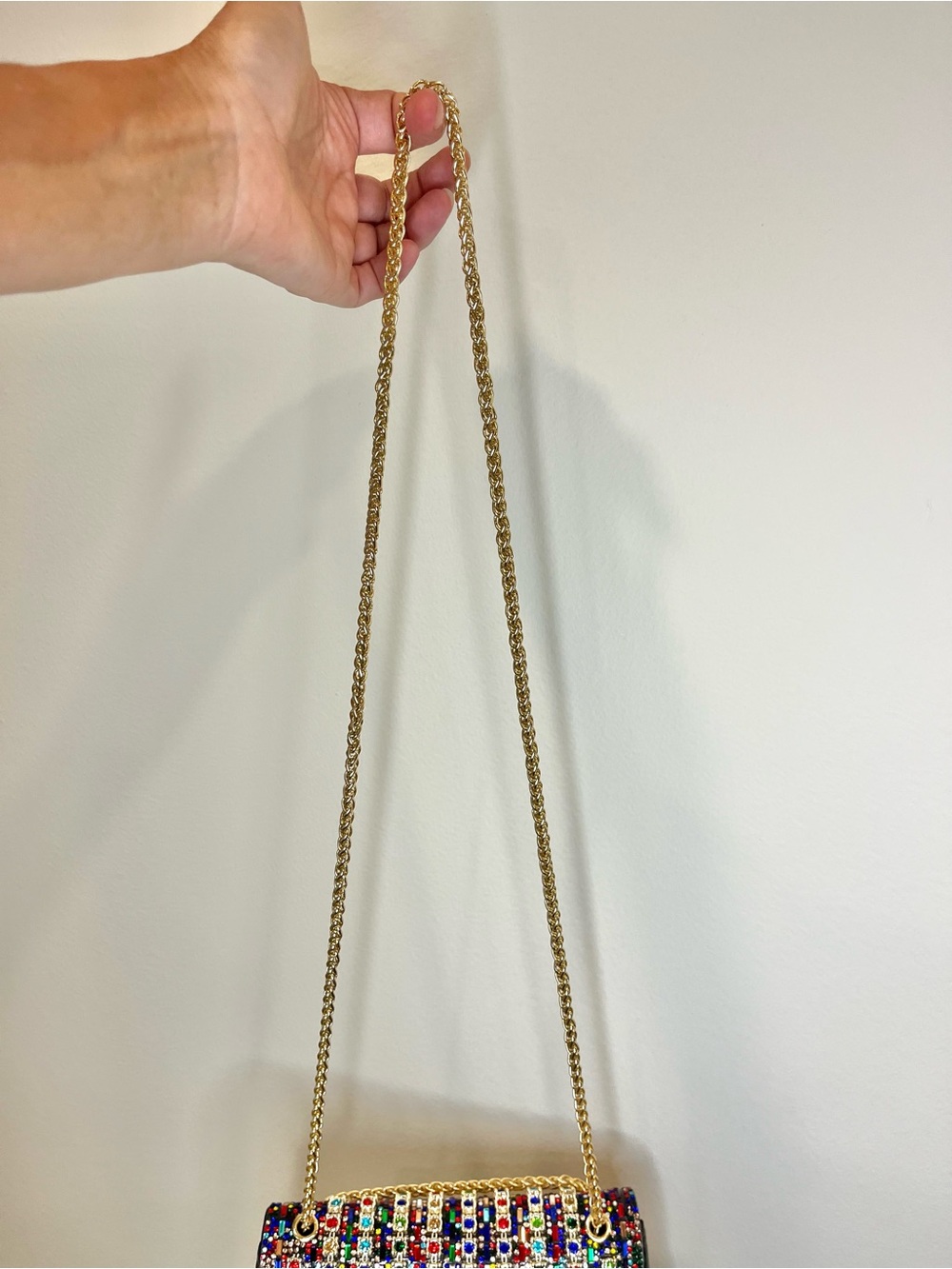 LaurenLorraine Celine Jeweled Shoulder Crossbody Bag Multicolor Chain Strap - Picture 9 of 14